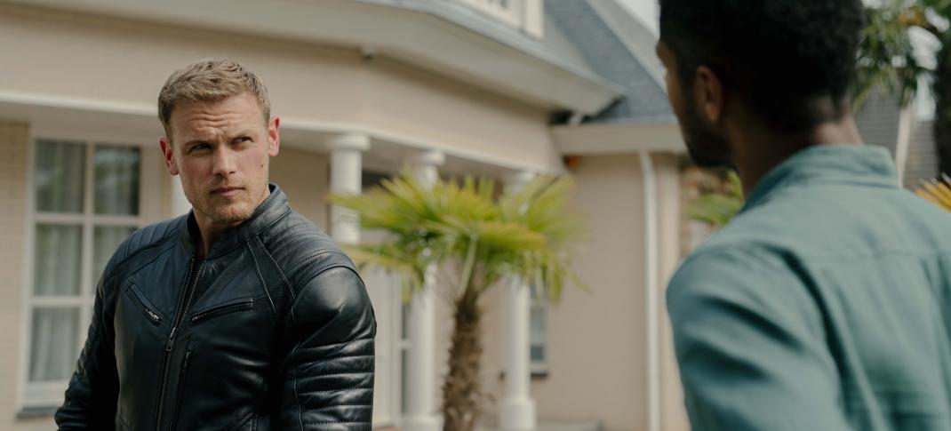 Sam Heughan in "The Couple Next Door"