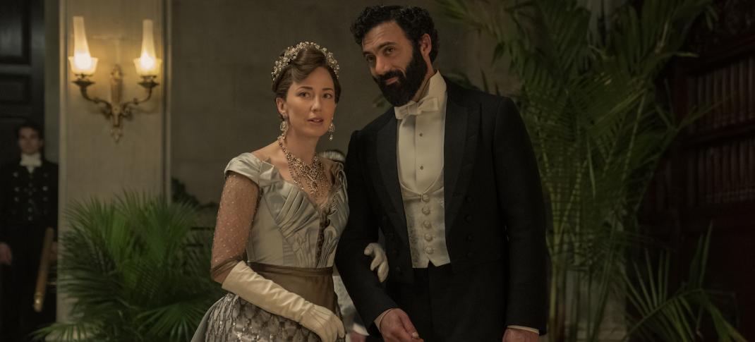 Carrie Coon and Morgan Spector in "The Gilded Age" Season 2