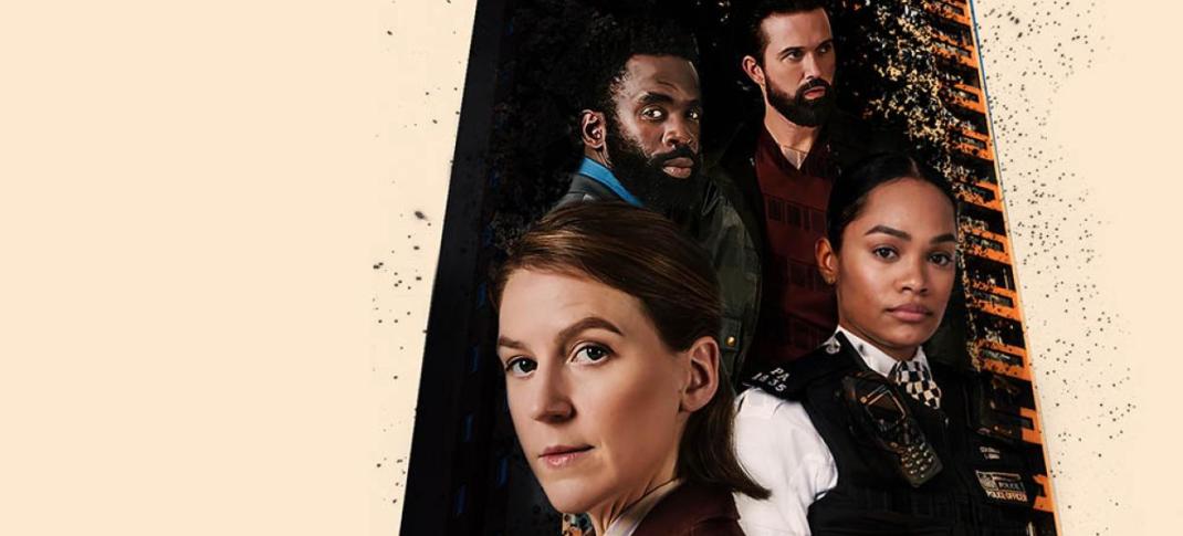 Gemma Whelan, Tahirah Sharif, Jimmy Akingbola and Emmett J Scanlan in The Tower key art