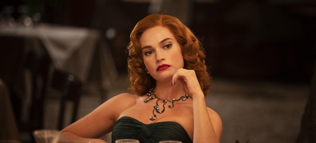 Lily James as Josephine Esperanto doing her best Bette Davis eyes in 'Finally Dawn'