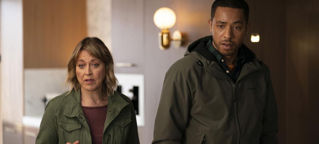 Nicola Walker as DI Annika Strandhed and Ukweli Roach as DS Tyrone Clark question a suspect in 'Annika' Season 2