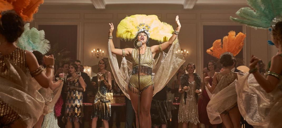 Lily Frazer as Claudine Pascal performs for the crowd in Hotel Portofino Season 2 