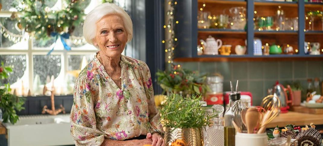 Dame Mary Berry in her kitchen in Mary Berry’s Highland Christmas