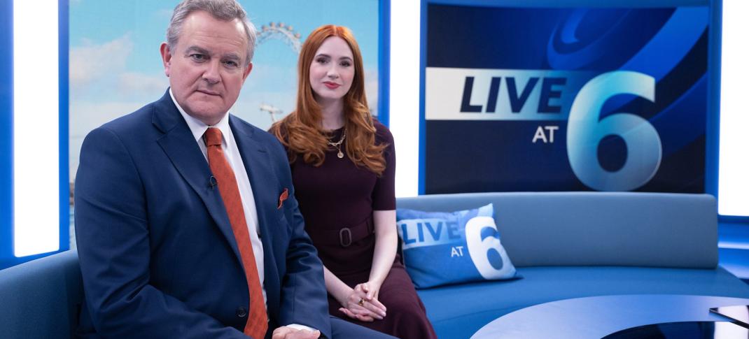 Hugh Bonneville and Karen Gillan in "Douglas Is Cancelled"