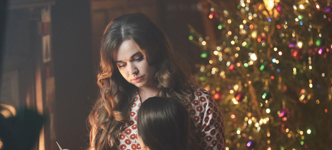 Picture shows: Nurse Nancy Corrigan (Megan Cusack) and her daughter Colette (Francesca Fullilove) with a Christmas tree