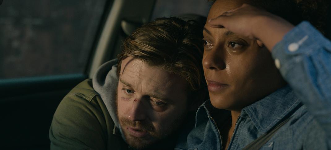 Jack Lowden as River Cartwright and Rosalind Eleazar as Louisa Guy have a heart to heart in the car in 'Slow Horses' Season 3 