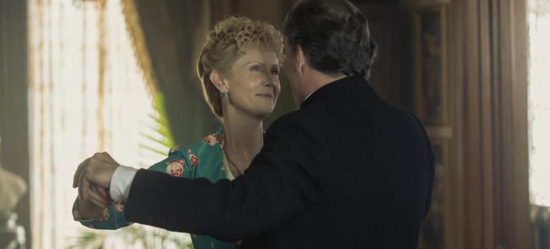 Cynthia Nixon as Ada Brooke Frote and Robert Sean Leonard as Reverend Luke Forte dance at home in 'The Gilded Age' Season 2