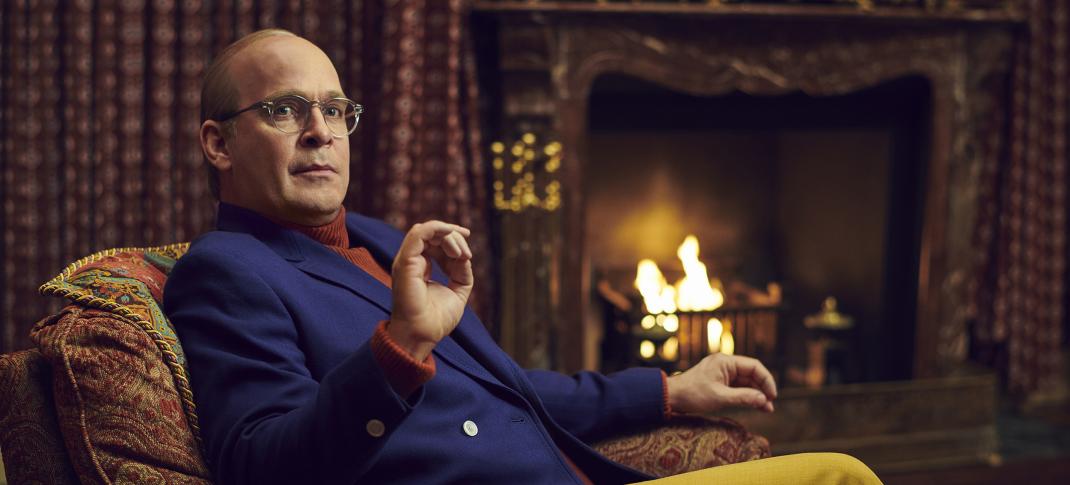 Tom Hollander as Truman Capote in the portrait art for Feud: Capote vs. The Swans
