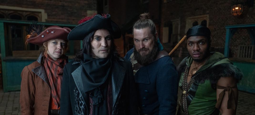 Ellie White, Noel Fielding, Marc Wootton, and Duayne Boachie in 'The Completely Made-up Adventures of Dick Turpin' Season 1 