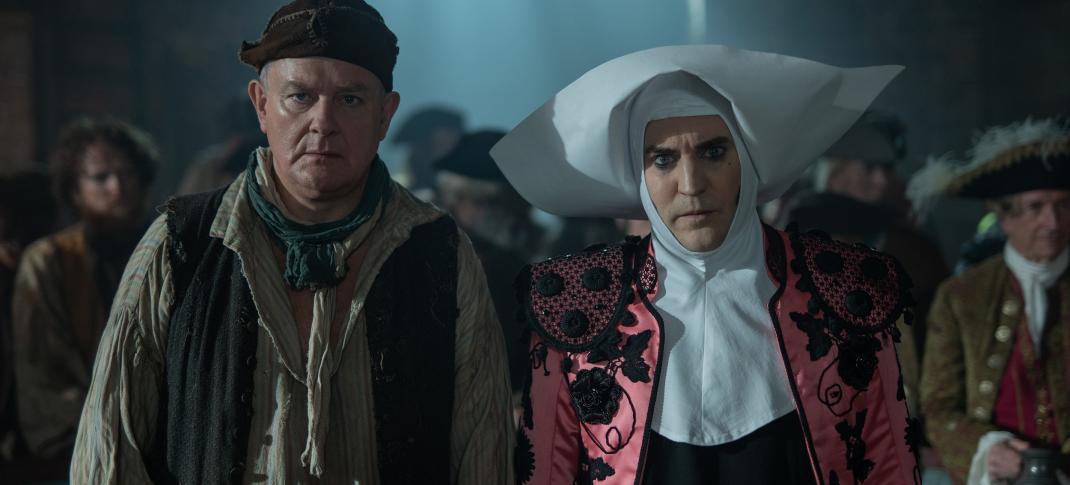 Hugh Bonneville cannot believe Noel Fielding tricked him into this in 'The Completely Made-up Adventures of Dick Turpin' Season 1