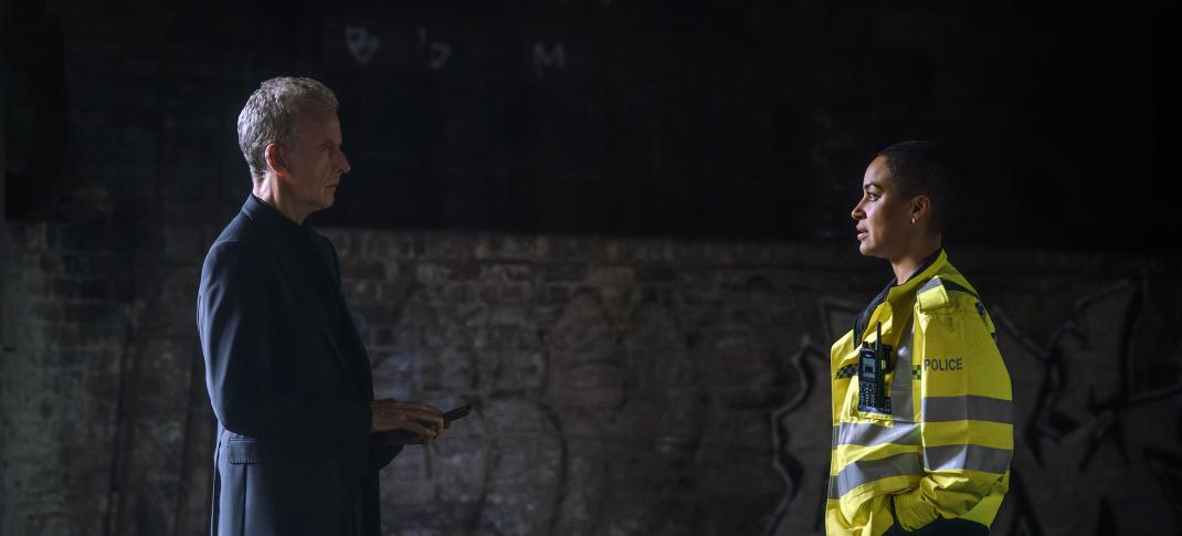 Peter Capaldi as DCI Daniel Hegarty and Cush Jumbo as DS June Lenker face off in 'Criminal Record'