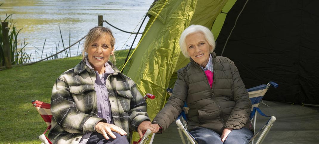 Mel Giedroyc and Mary Berry by the River Thames in Buckinghamshire in 'Mary Berry Makes It Easy'