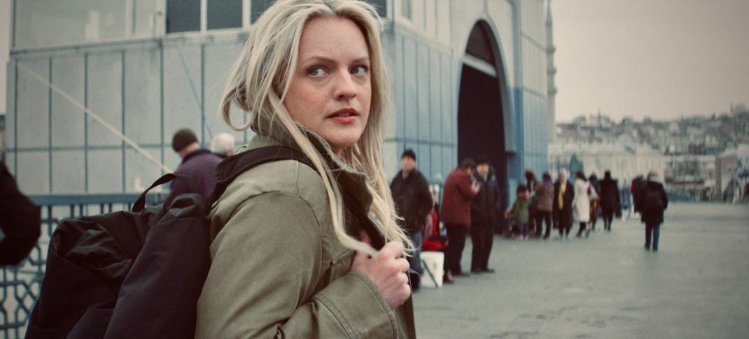 Elisabeth Moss as Imogen Salter heads out on the road in The Veil