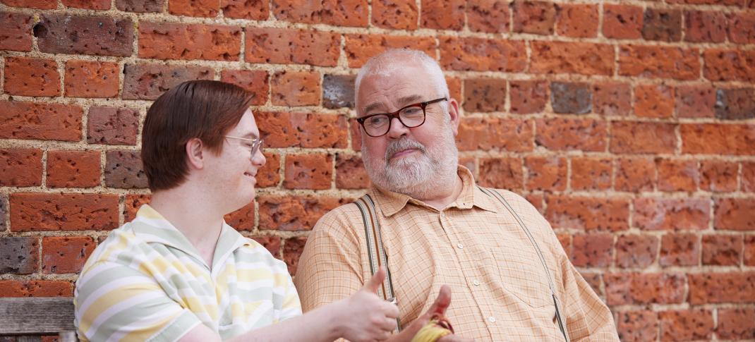 Daniel Laurie as Reggie and Cliff Parsi as Fred agree never to do that again in Call The Midwife Season 13