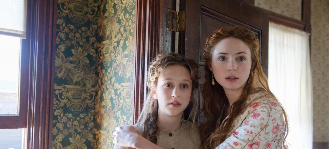 Taissa Farmiga and Karen Gillan in one of the few period dramas Gillan has starred in, 'In The Valley of Violence'