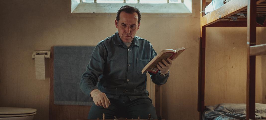 Ben Miller as Professor T teaching himself chess in his cell in Professor T Season 3