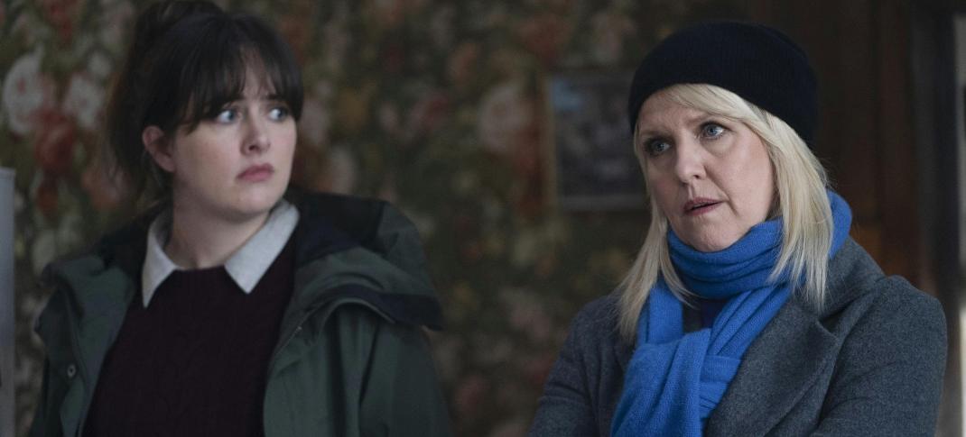 Alison O'Donnell as DS Alison ‘Tosh’ McIntosh and Ashley Jensen as DCI Ruth Calder in 'Shetland'