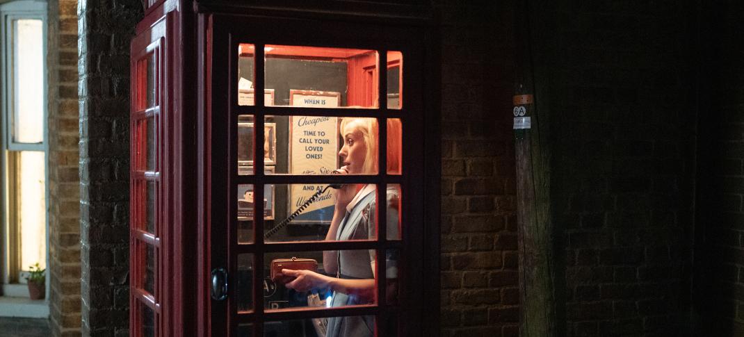 Helen George as Trixie Aylward on the phone in Call the Midwife Season 13, Episode 4 