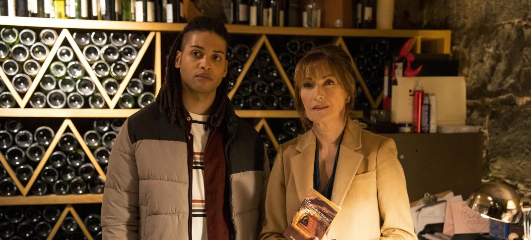Rohan Nedd as Fergus and Jane Seymour as Harry in 'Harry Wild' Season 3