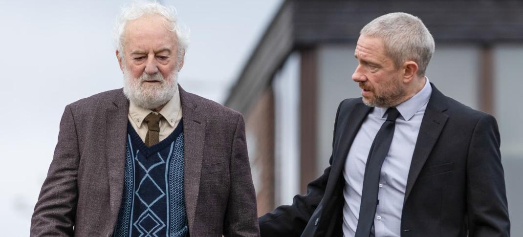 Bernard Hill in his last role on screen as the father of Chris Carson, played by Martin Freeman in 'The Responder' Season 2