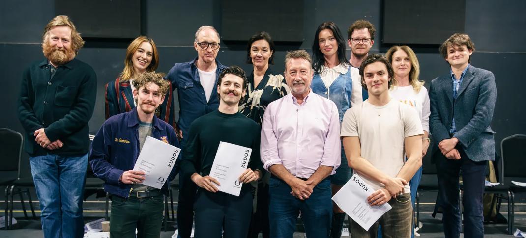 Anthony Boyle and Steven Knight with the cast of 'House of Guinness'
