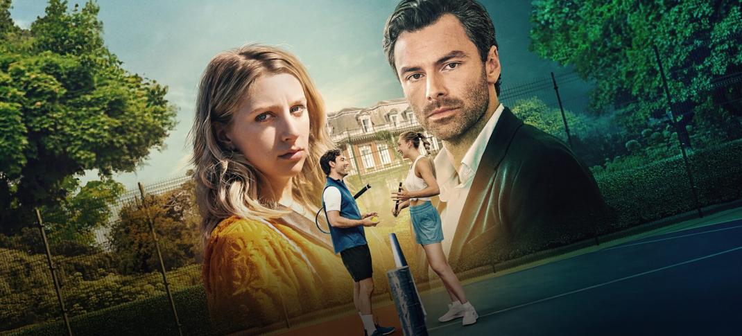 Ella Lily Hyland as Justine Pearce and Aidan Turner as Glenn Lapthorn in 'Fifteen-Love'