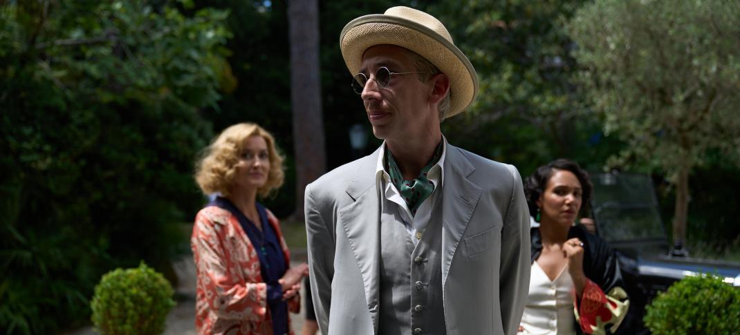 Natascha McElhone as Bella, Pasquale Esposito as Danoli, and Lily Frazer as Claudine in 'Hotel Portofino' Season 3