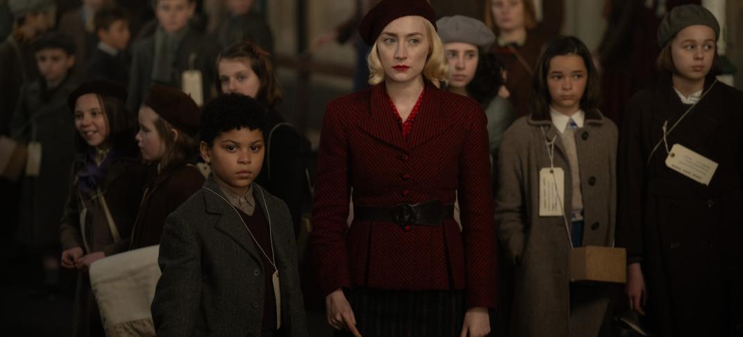 Elliott Heffernan and Saoirse Ronan in "Blitz"