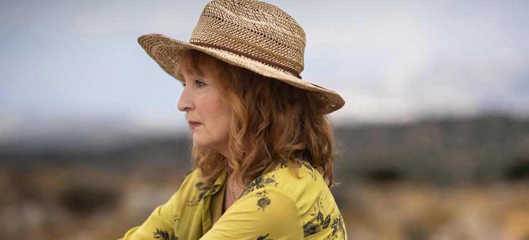 Lesley Manville as Susan Ryeland is stuck in Crete in 'Moonflower Murders' Episode 1