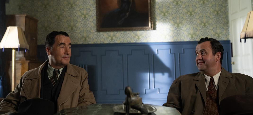 Tim McMullen as Atticus Pund and Daniel Mays as Inspector Chubb in 'Moonflower' Murders'