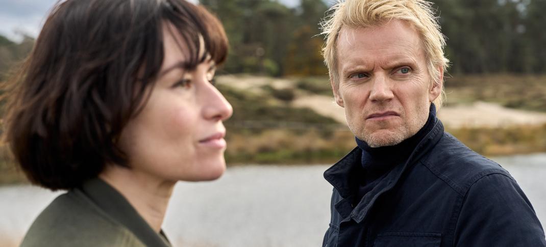 Maimie McCoy as Lucienne, Marc Warren as Van der Valk in 'Van der Valk' Season 4