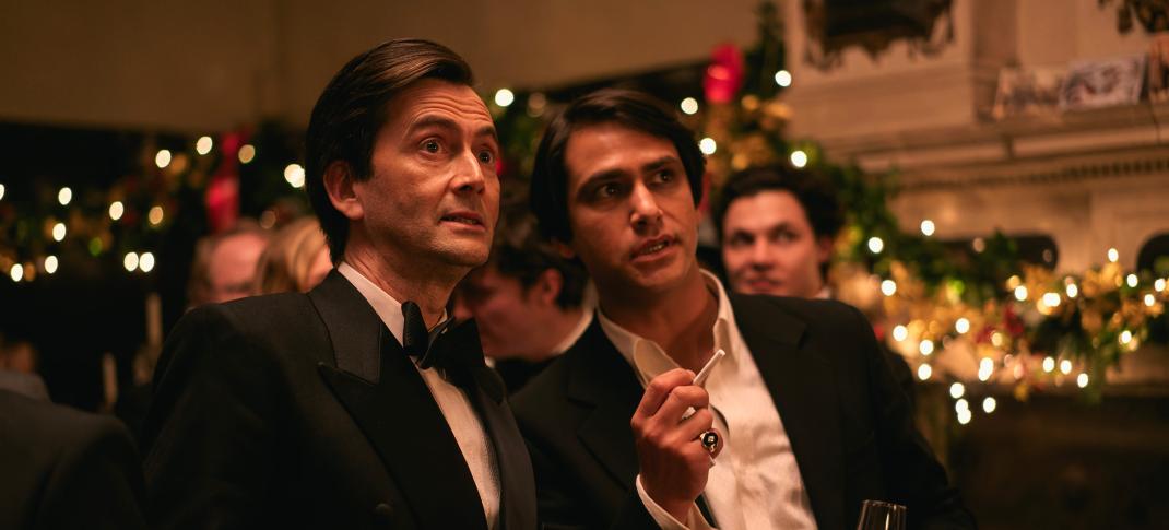 David Tennant as Tony and Luke Pasqualino as Basil in 'Rivals' Season 1