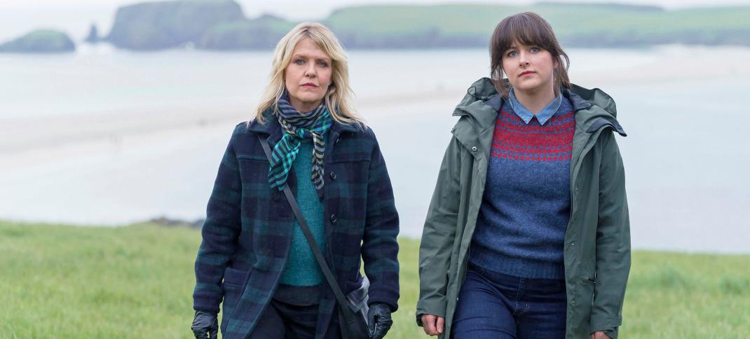 Ashley Jensen as DI Ruth Calder and Alison O'Donnell as DS Alison McIntosh in 'Shetland' Season 9