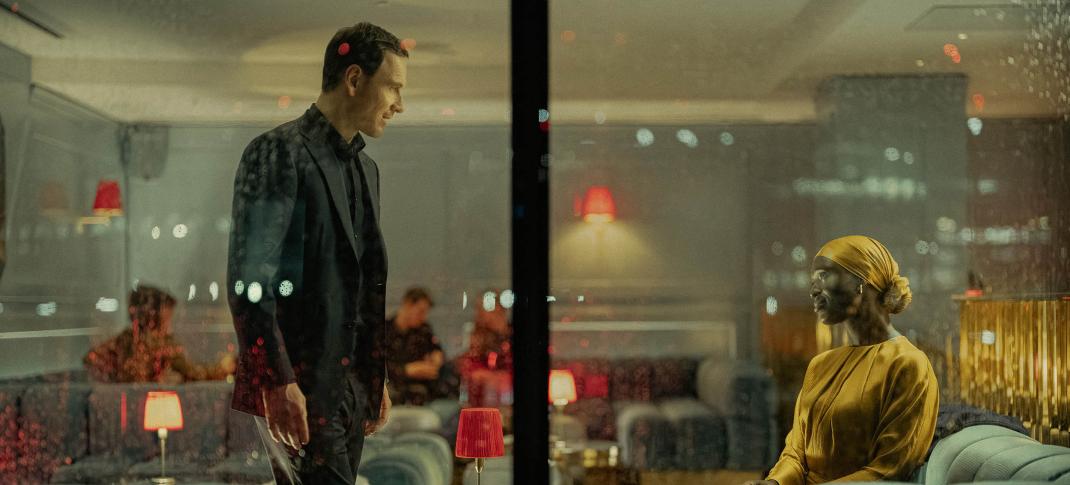 Michael Fassbender as Martian and Jodie Turner-Smith as Samia Zahir in 'The Agency' Season 1