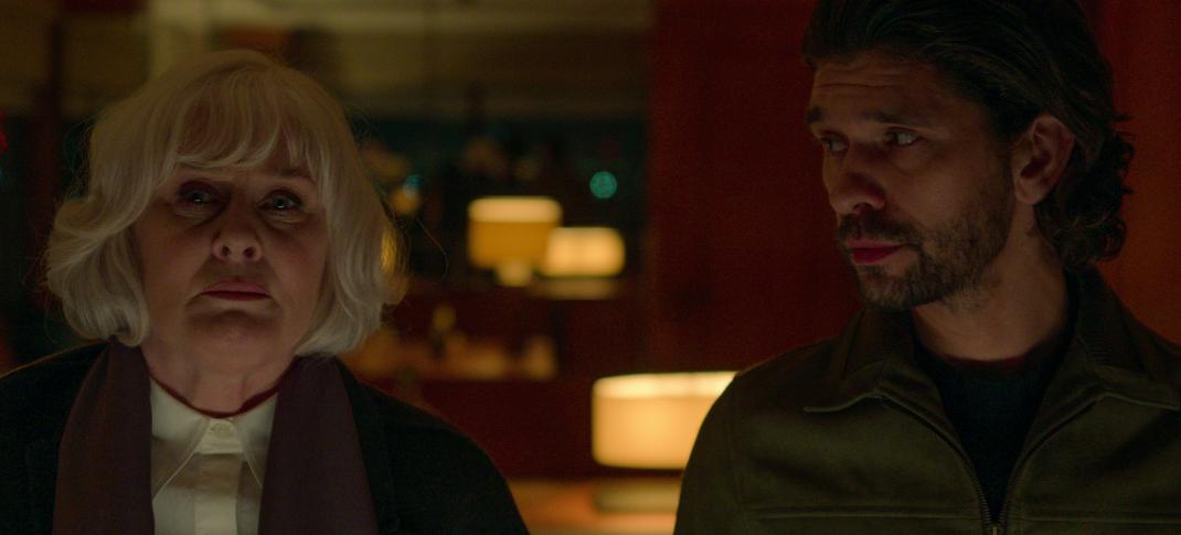 Sarah Lancashire as Reed and Ben Whishaw as Sam in 'Black Doves' Season 1