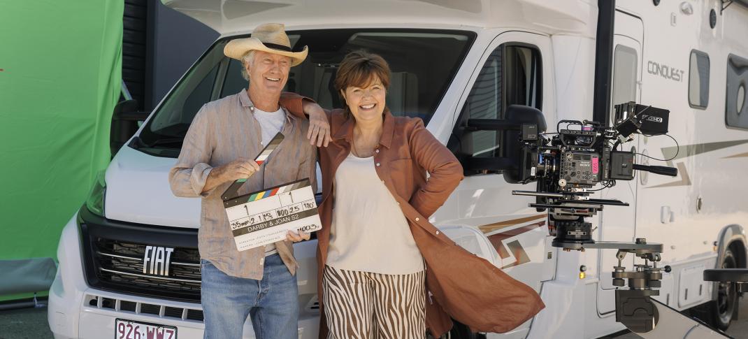 Bryan Brown as Jack Darby and Greta Scacchi as Joan at the start of filming for 'Darby & Joan' Season 2