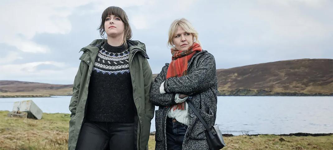 Alison O'Donnell as DS Alison McIntosh, Ashley Jensen as DI Ruth Calder in 'Shetland' Season 9