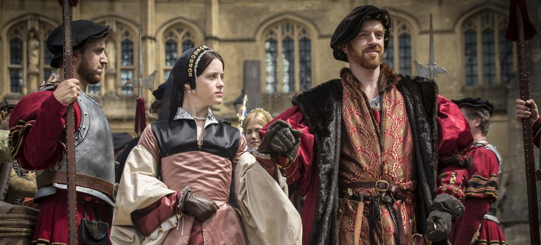 Claire Foy as Anne Boleyn and Damian Lewis as King Henry VIII in 'Wolf Hall' Season 1