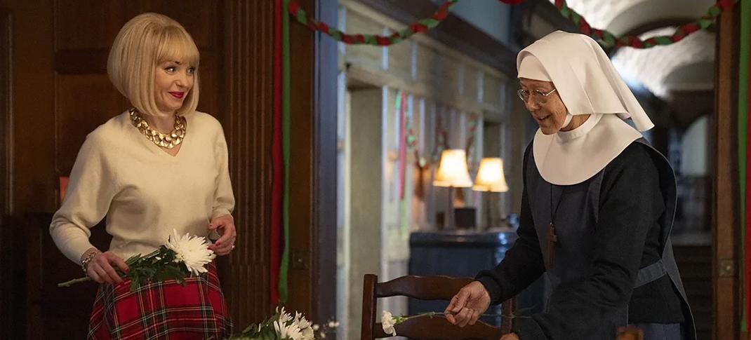 Helen George as Trixie with a brand new 1970s ready hairdo and Judy Parfitt as Sister Monica Joan in 'Call the Midwife's Season 14 Christmas Special