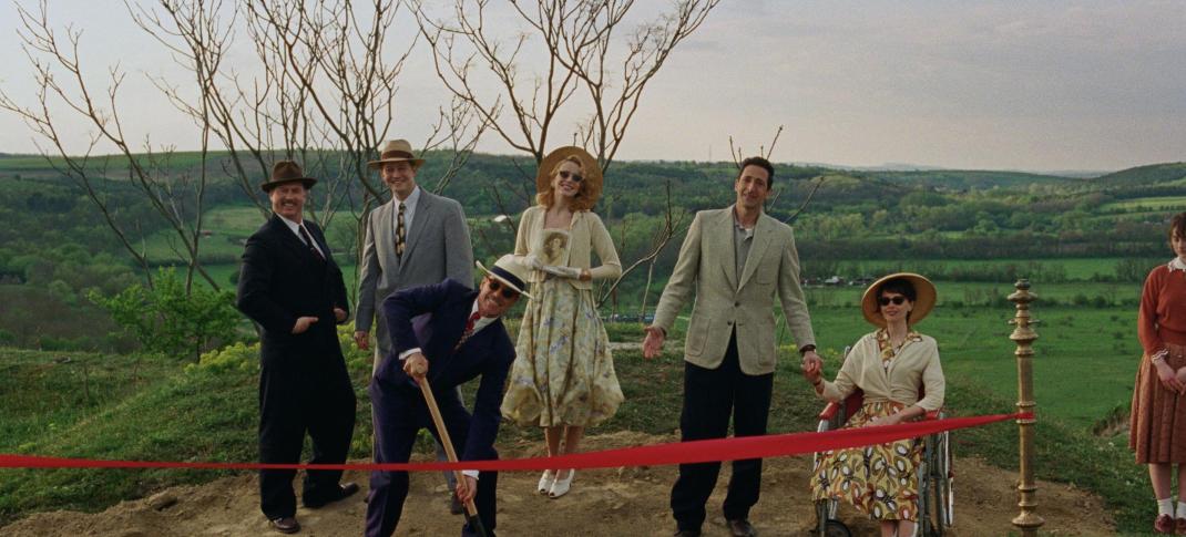 'The Brutalist' Cast posing for a groundbreaking photo