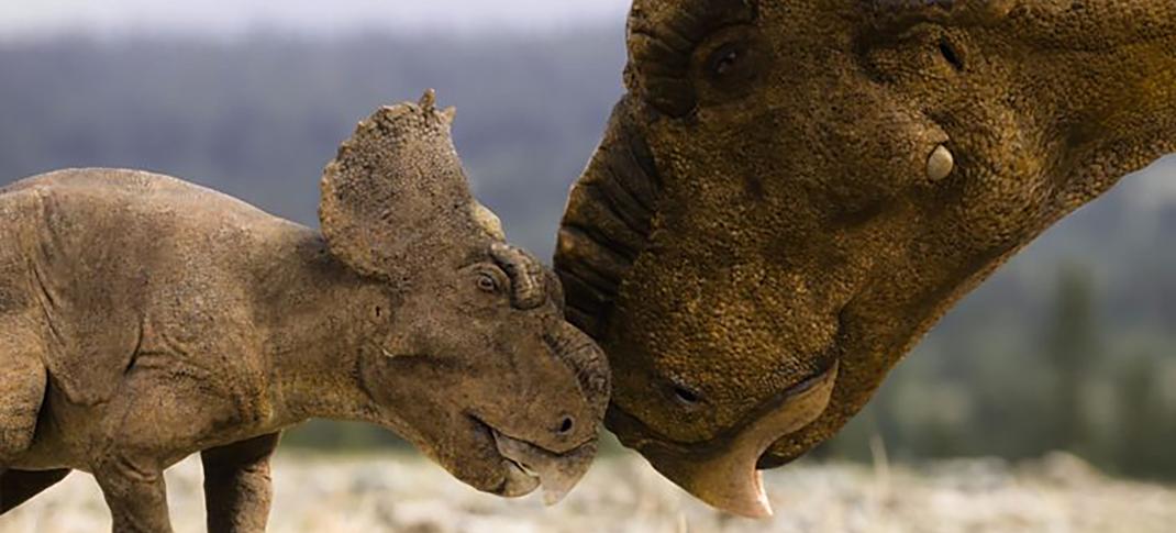 Pachyrhinosaurus mother and baby in 'Walking with Dinosaurs'