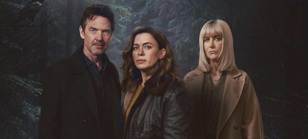 Eve Myles as DCI Jeanette Kilburn, Dougray Scott as DI Lou Stanley and Katherine Kelly as Dr Sophia Craven in 'The Crow Girl'