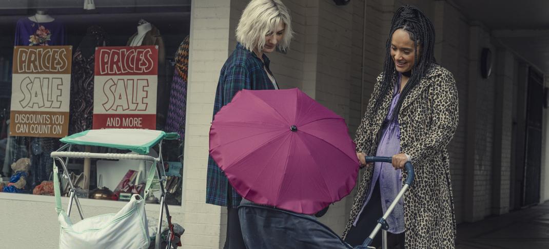 Jodie Whittaker as Susan, Karla Crome as Pattie in 'Toxic Town'