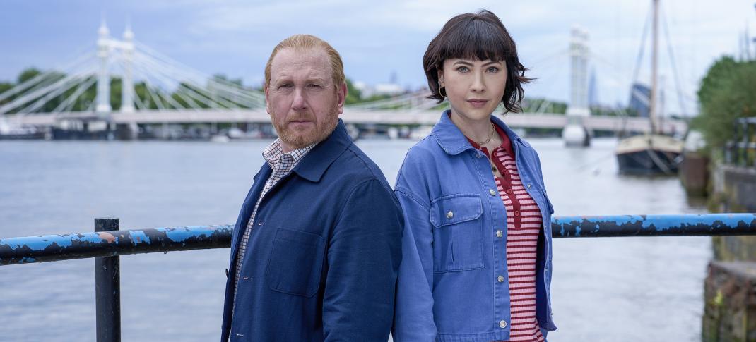 Adrian Scarborough as DI Max Arnold and Vanessa Emme as DS Layla Walsh in 'The Chelsea Detective' Season 3