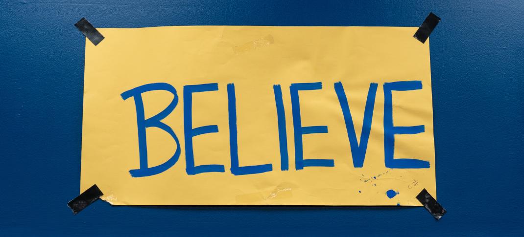 The infamous Believe sign from the AFC Richmond locker room.