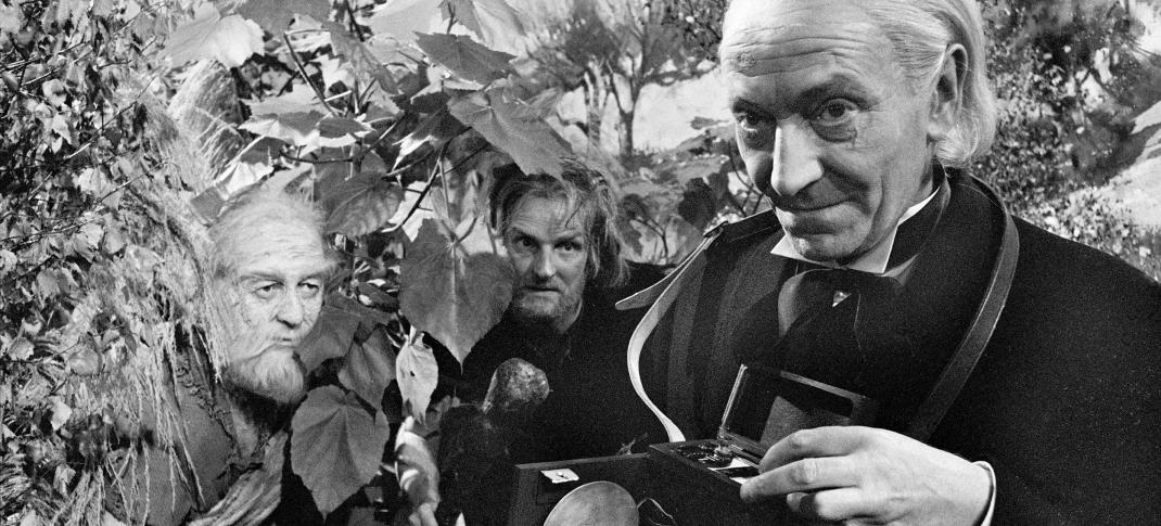 William Hartnell as the First Doctor in one of the few remaining stills from Doctor Who Season 3, Episode 26, "The Savages"