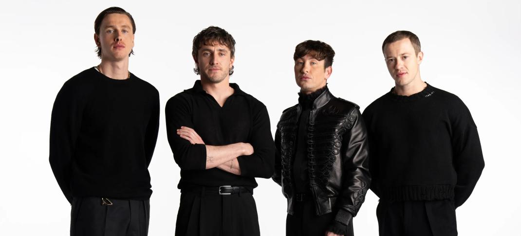 Harris Dickinson as John Lennon, Paul Mescal as Paul McCartney, Barry Keoghan as Ringo Starr) and Joseph Quinn as George Harrison in 'The Beatles' - A Four-Film Cinematic Event
