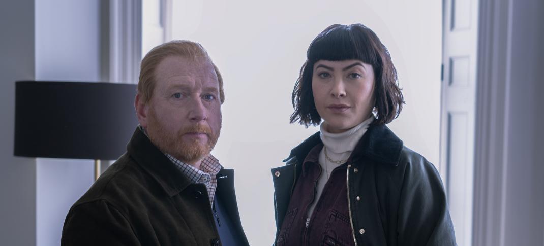 Adrian Scarborough as DI Max Arnold and Vanessa Emme as DS Layla Walsh in 'The Chelsea Detective' Season 3