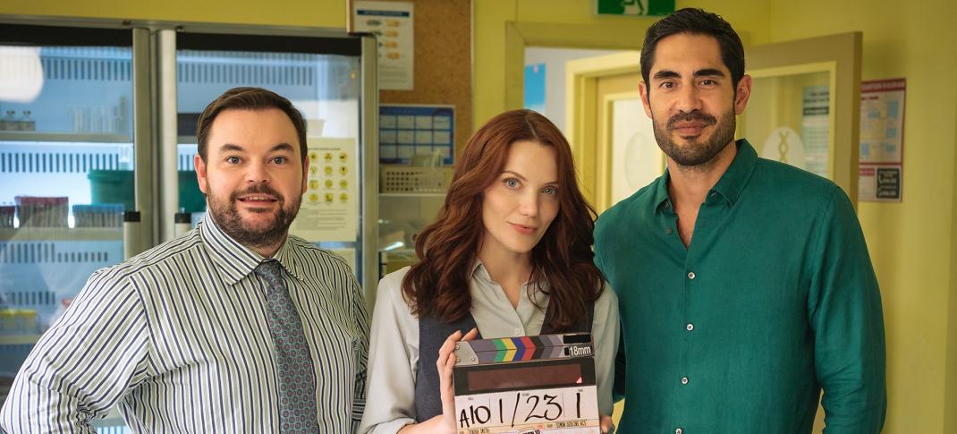 Lloyd Griffith, Anna Samson, and Tai Hara on set for 'Return to Paradise' Season 2