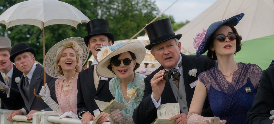 Laura Carmichael as Lady Edith, Harry Hadden-Paton as Bertie Hexham, Elizabeth McGovern as Cora Grantham, Hugh Bonneville as Robert Grantham and Michelle Dockery as Lady Mary in 'Downton Abbey: The Grand Finale'